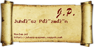 Juhász Pázmán névjegykártya